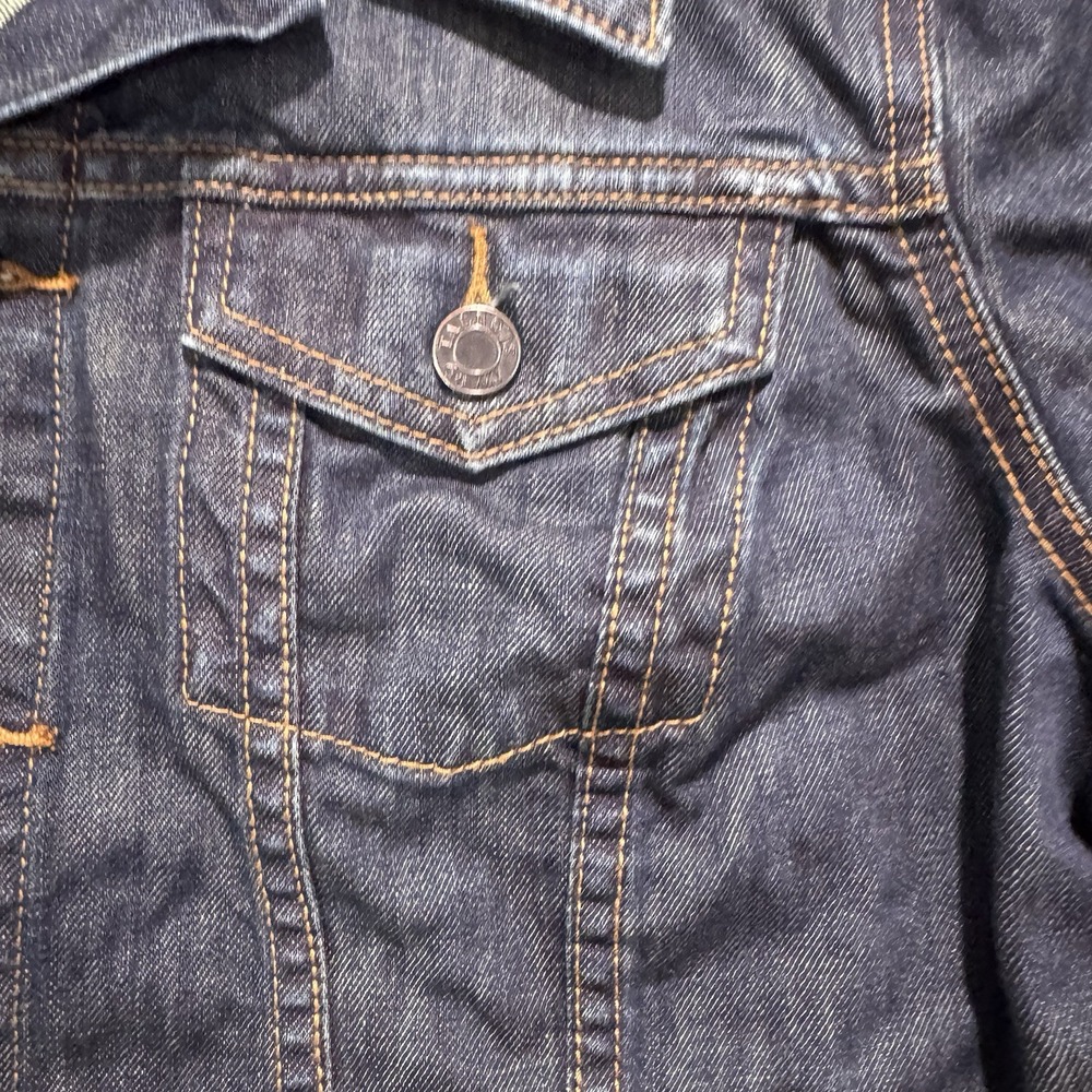 Talbots Big Patch Jean Jacket‎ Women Sz Petite Large LP Dark Blue Denim Stretch - Picture 4 of 16